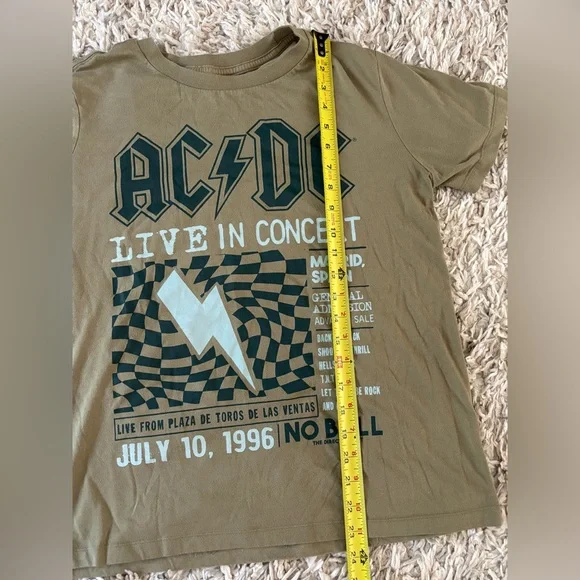 AC/DC Graphic T-Shirt in Olive Green Junior Womens Size Large - Picture 3 of 6